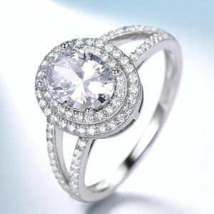 OVAL 6 X 8 WHITE CUBIC ZIRCONIA RING